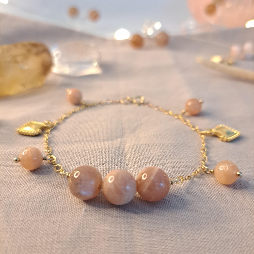 Bracelet énergétique pierre de lune rose Bracelet énergétique pierre de lune rose